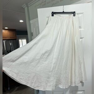 Elegant, long, white linen skirt. Flows beautifully! Size L $28